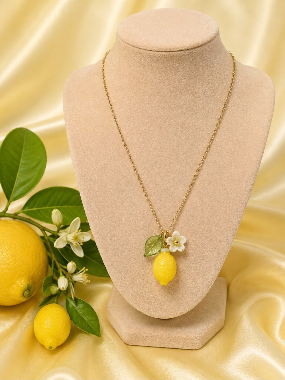 Lemon Drop Garden Party Gold Tone Necklace